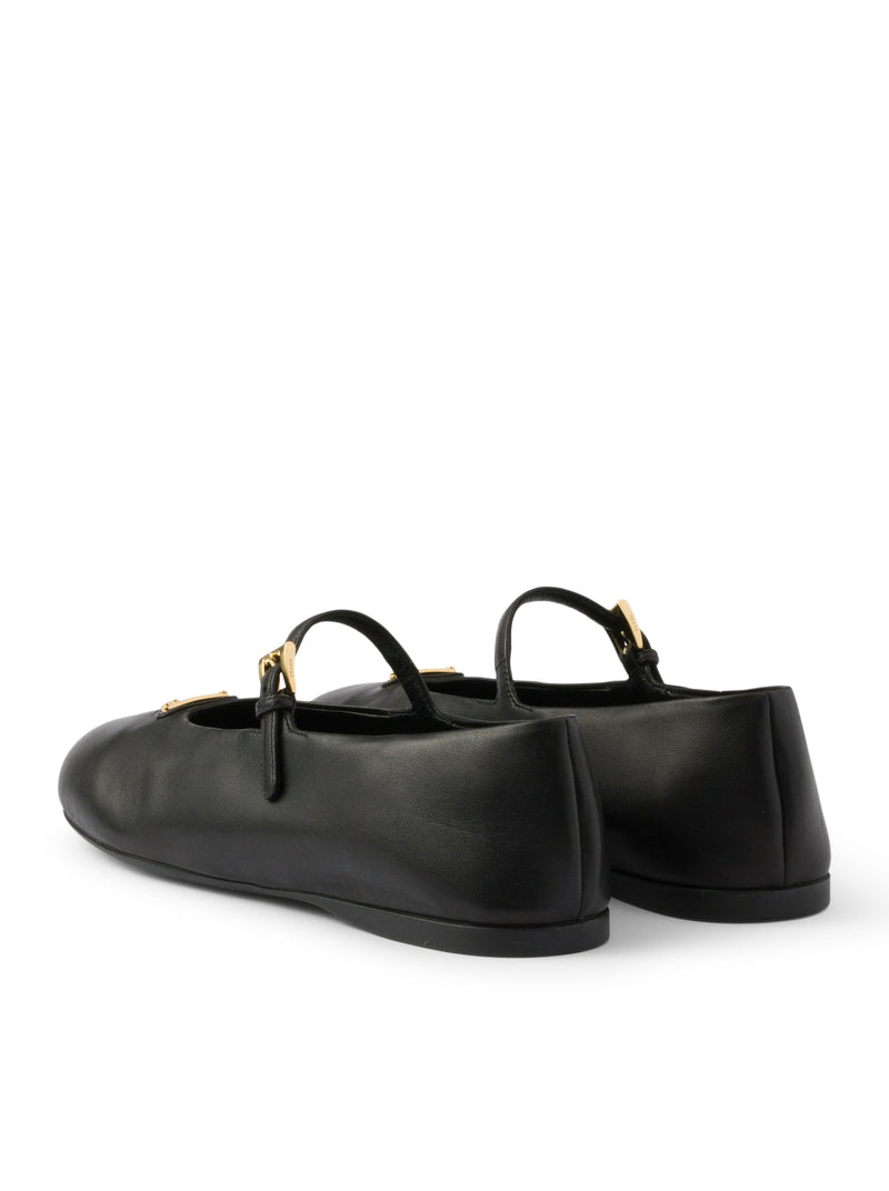 Prada Women Nappa Leather Ballet Flats With Logo PRADA