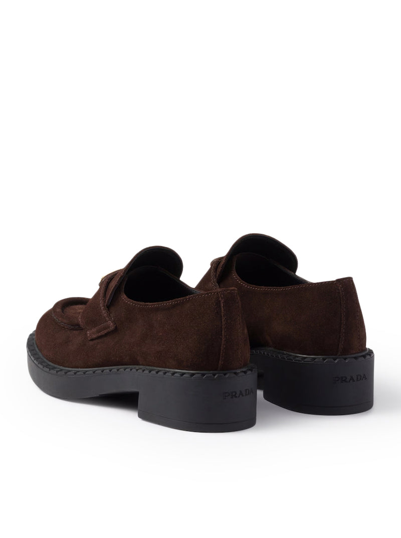 Prada Women Chocolate Suede Loafers PRADA