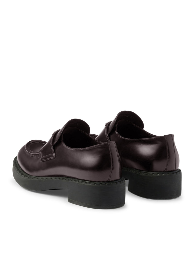 Prada Women Chocolate Brushed Leather Loafers PRADA
