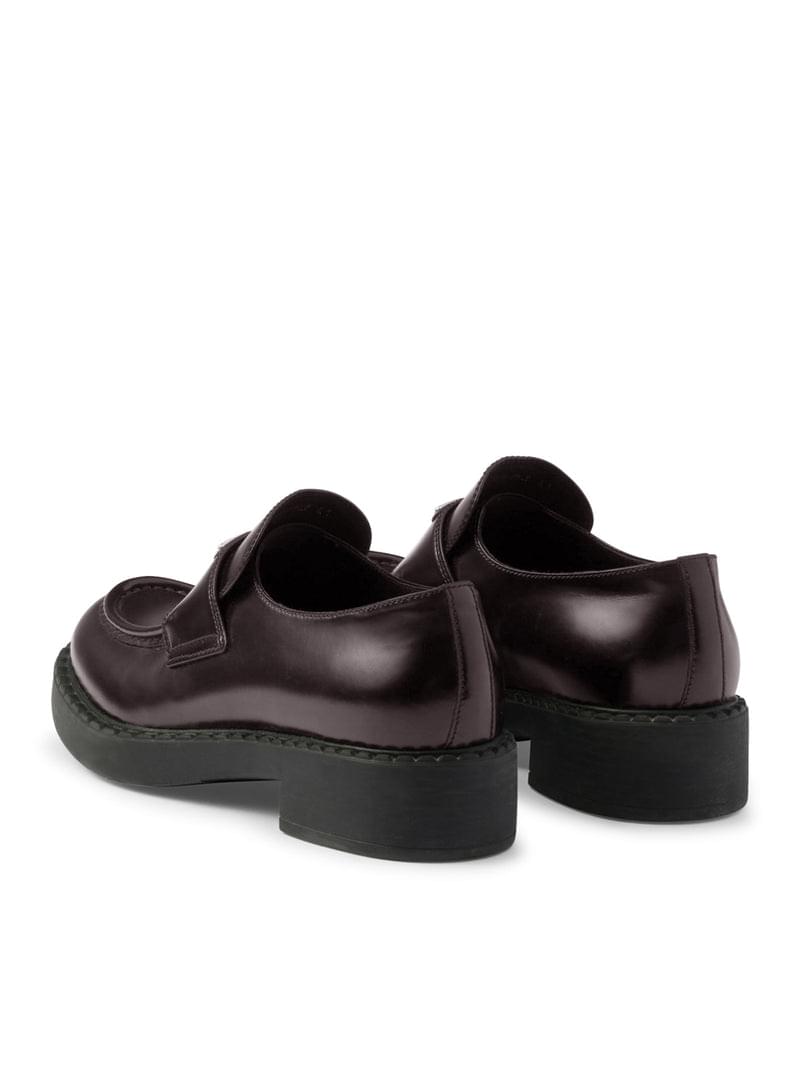 Prada Women Chocolate Brushed Leather Loafers PRADA