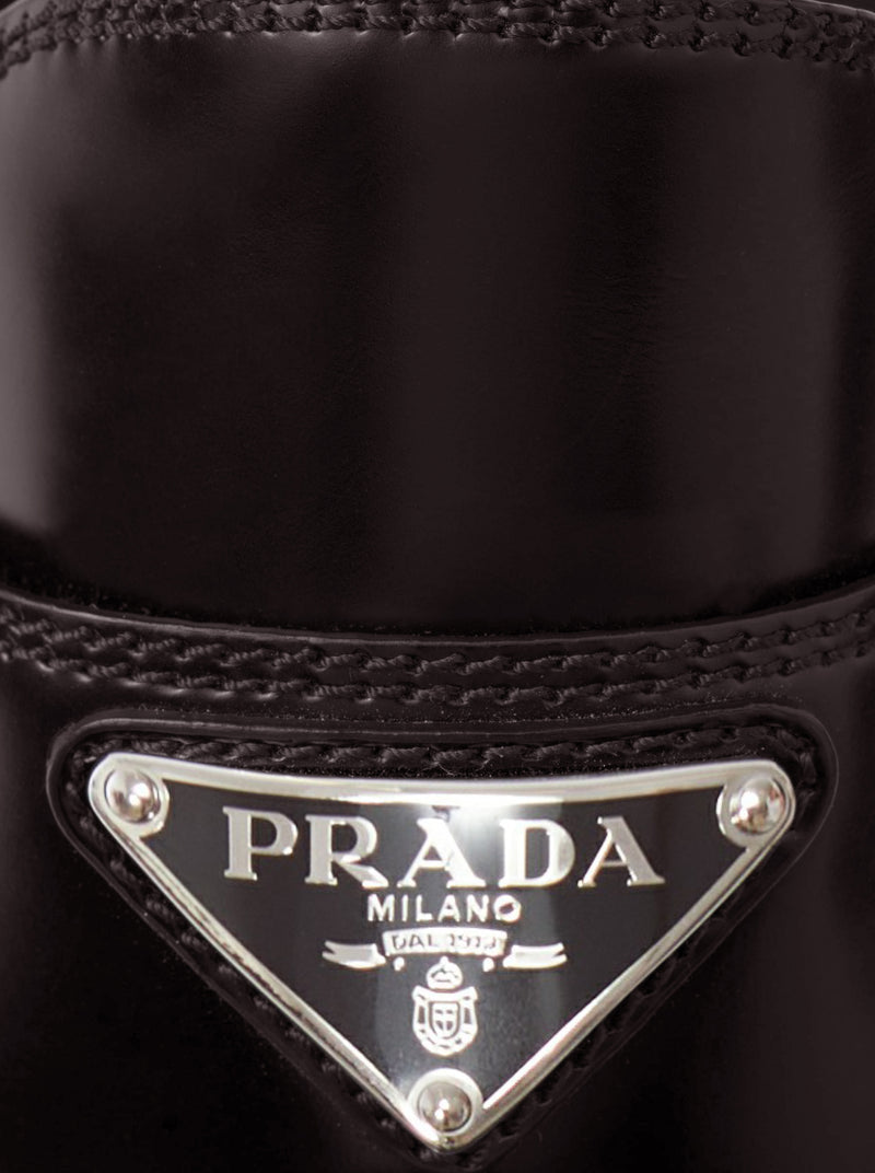Prada Women Chocolate Brushed Leather Loafers PRADA