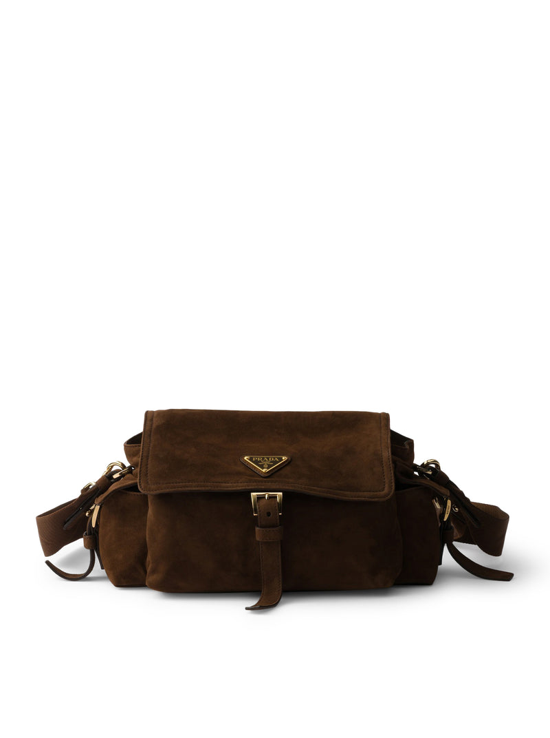 Prada Women Explore Medium Suede Shoulder Bag PRADA
