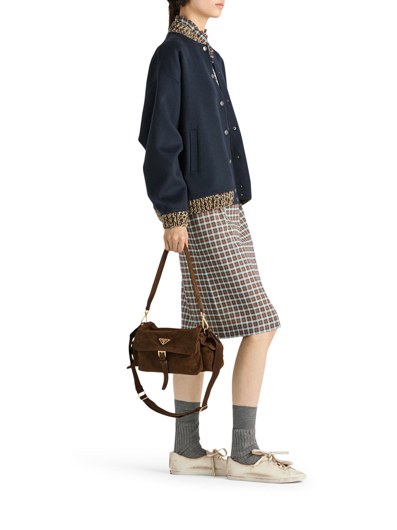 Prada Women Explore Medium Suede Shoulder Bag PRADA