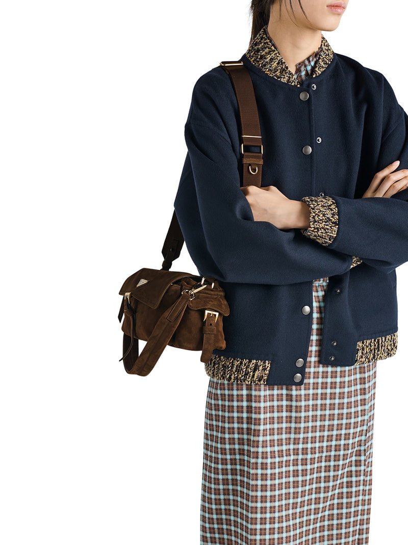 Prada Women Explore Medium Suede Shoulder Bag PRADA