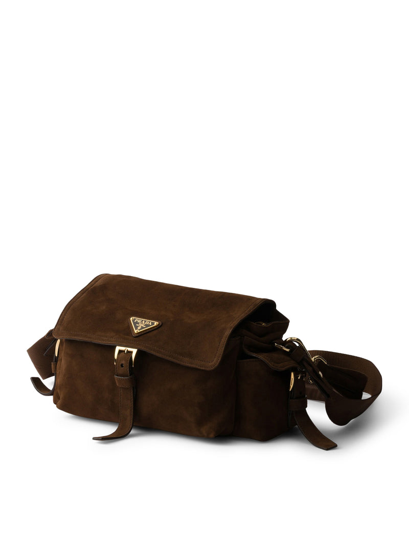 Prada Women Explore Medium Suede Shoulder Bag PRADA