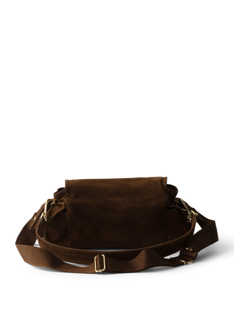 Prada Women Explore Medium Suede Shoulder Bag PRADA