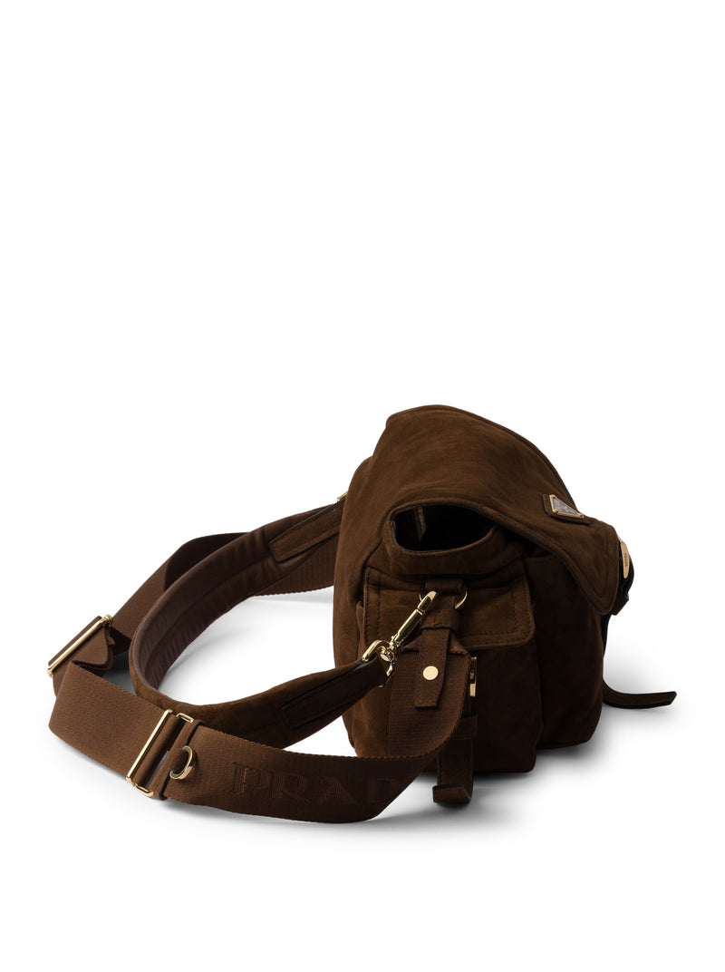 Prada Women Explore Medium Suede Shoulder Bag PRADA