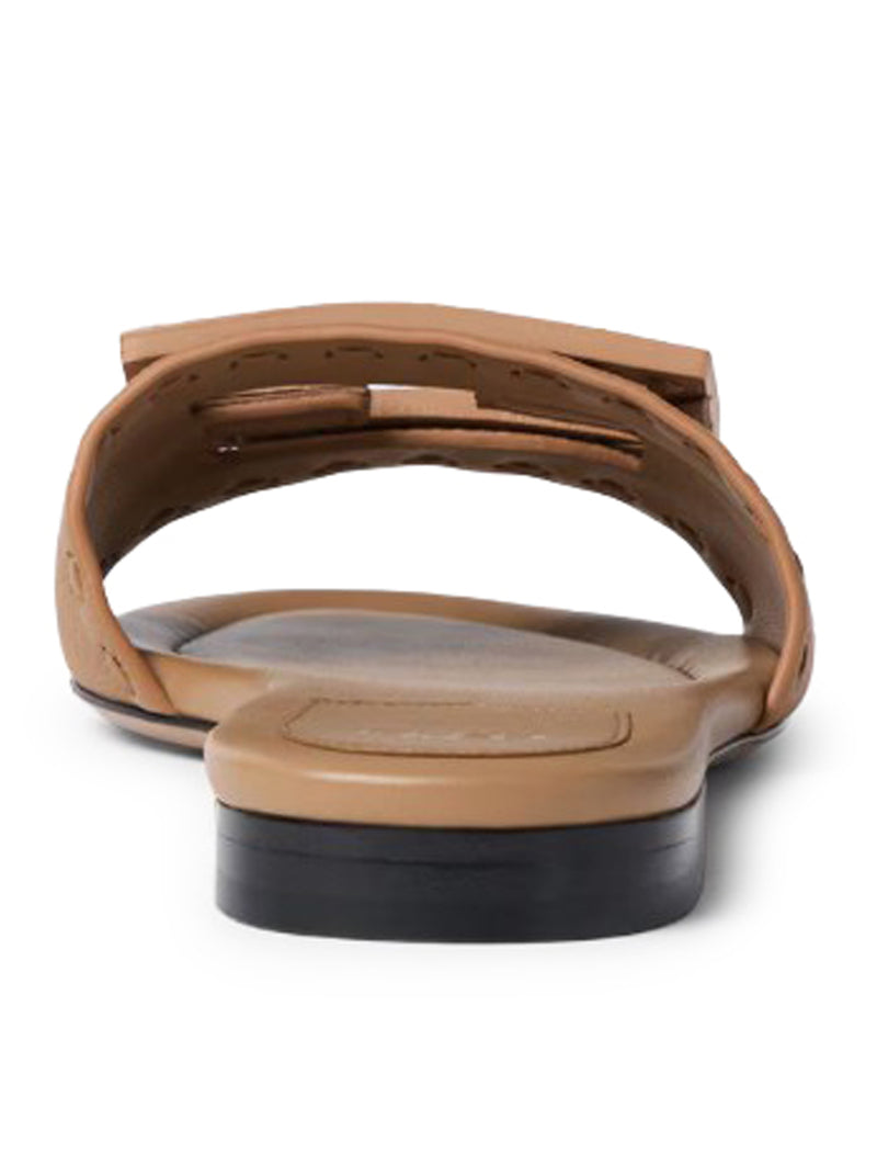 Fendi Women Light Brown Leather Baguette Slide FENDI