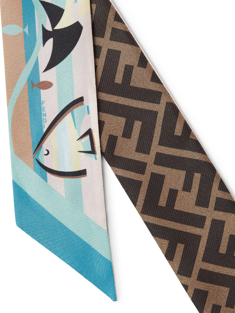 Fendi Women Wrappy Bandeau In Blue Printed Silk FENDI