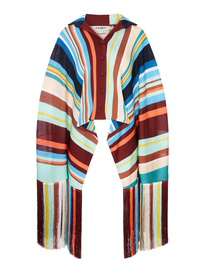Fendi Women Multicolor Striped Viscose Knit Poncho Shirt FENDI