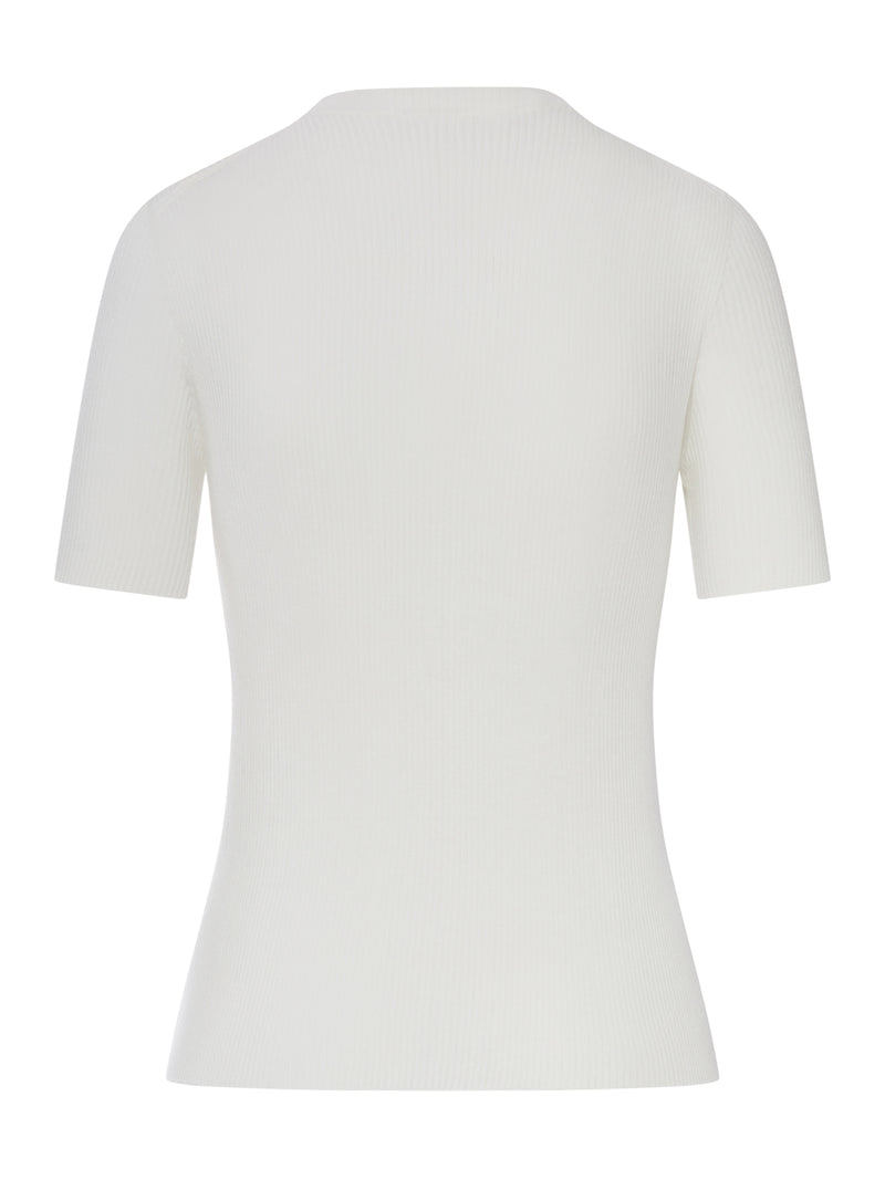 Fendi Women White Cotton Sweater With Front Logo FENDI