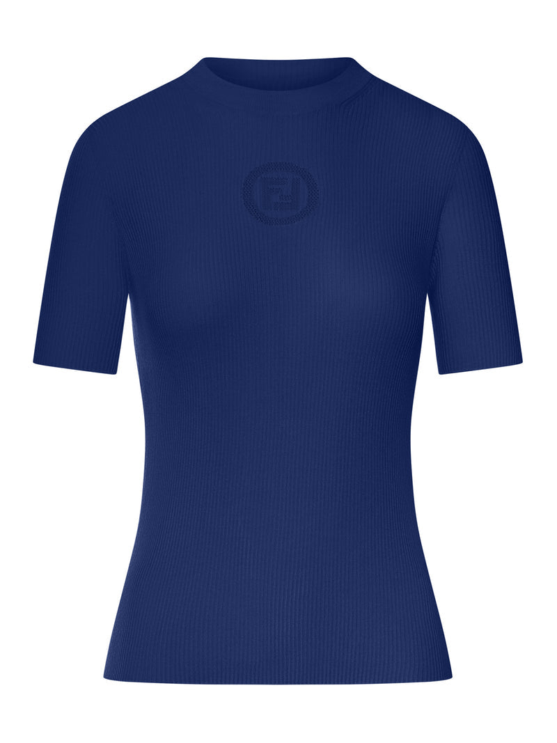 Fendi Women Blue Cotton Sweater With Front Logo FENDI