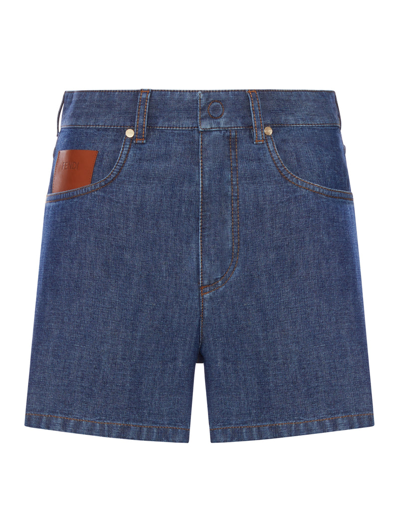 Fendi Women Chambray Denim Shorts FENDI