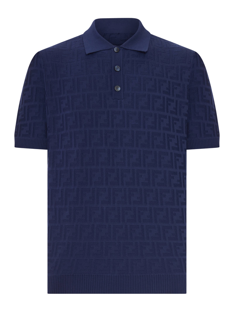 Fendi Men Dark Blue Tricot Cotton Polo Shirt FENDI