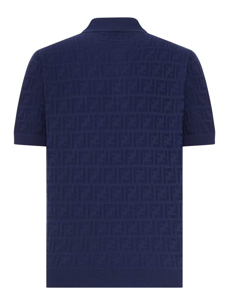 Fendi Men Dark Blue Tricot Cotton Polo Shirt FENDI
