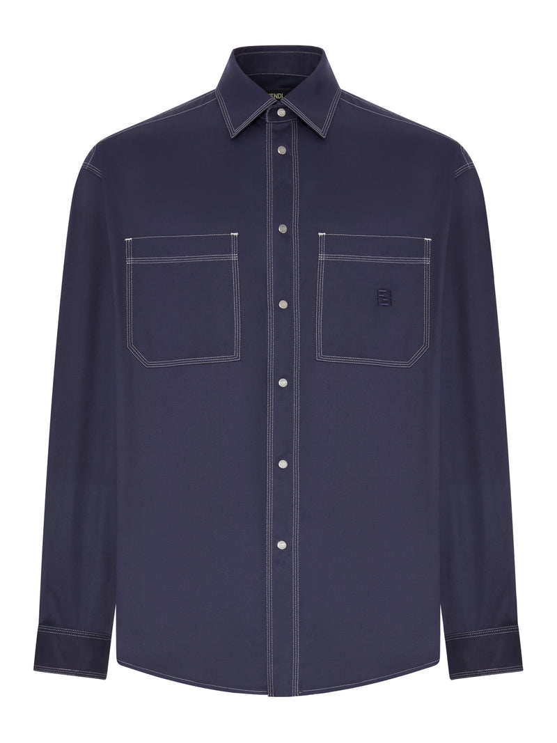 Fendi Men Cotton Shirt With Contrasting Stitching FENDI