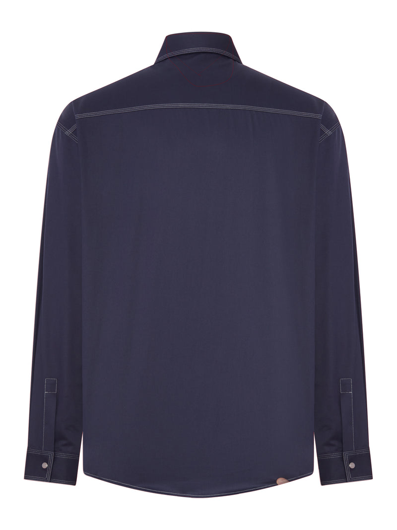 Fendi Men Cotton Shirt With Contrasting Stitching FENDI