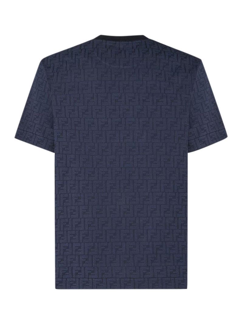 Fendi Men Dark Blue Ff Cotton Piquet T-Shirt FENDI