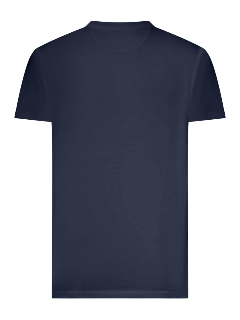 Fendi Men Blue Cotton T-Shirt With Front Logo FENDI