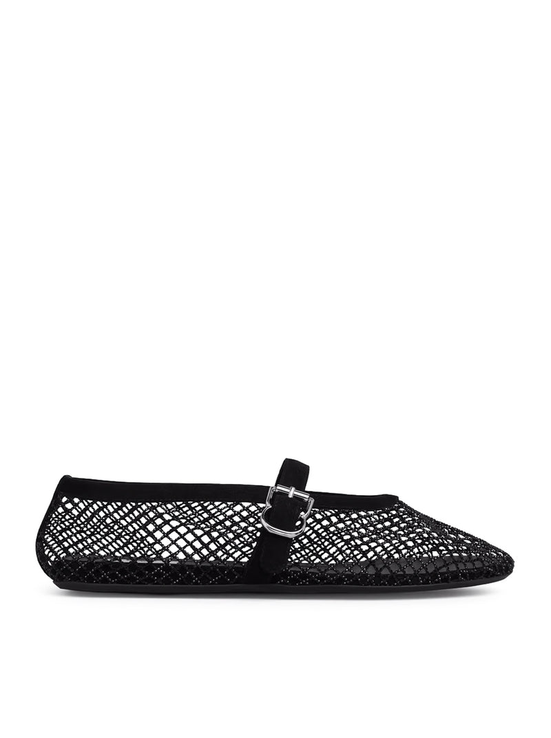 Alaia Women Flat Mesh Ballerinas With Rhinestone ALAIA
