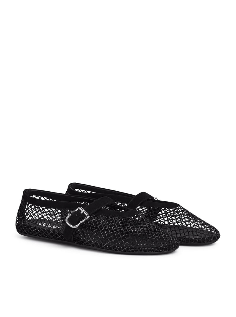 Alaia Women Flat Mesh Ballerinas With Rhinestone ALAIA