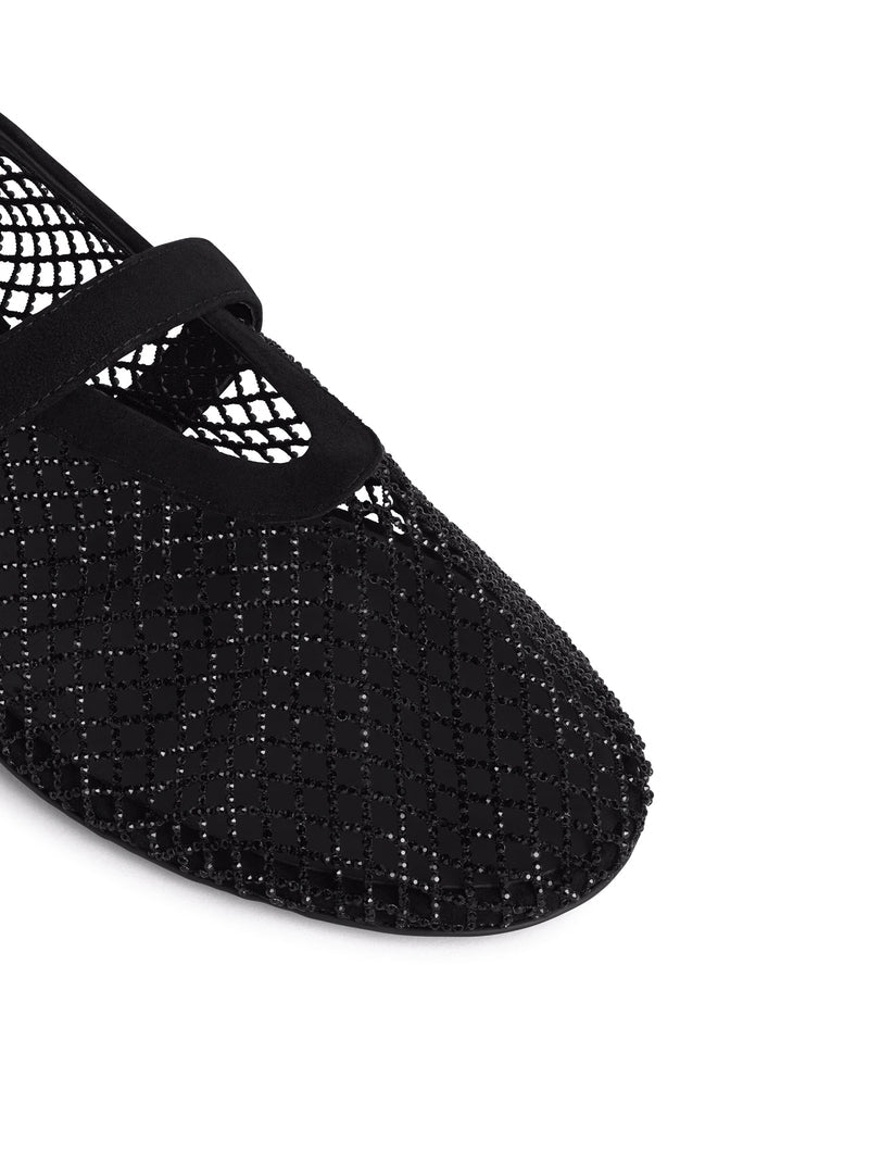 Alaia Women Flat Mesh Ballerinas With Rhinestone ALAIA