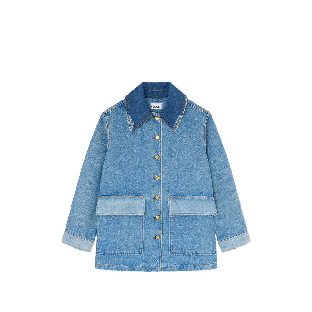 Ganni Blue Jackets - Denim Jackets Women GANNI