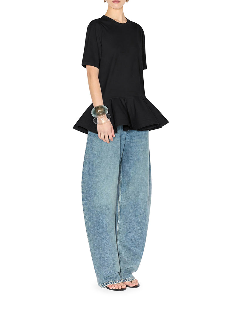 Alaia Women Cotton Jersey T-Shirt With Crinoline ALAIA