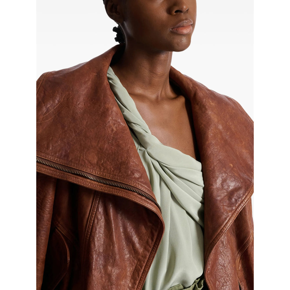 Balmain Brown Coats - Leather Coats Women BALMAIN