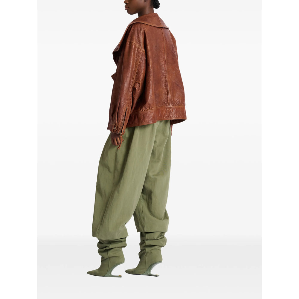 Balmain Brown Coats - Leather Coats Women BALMAIN