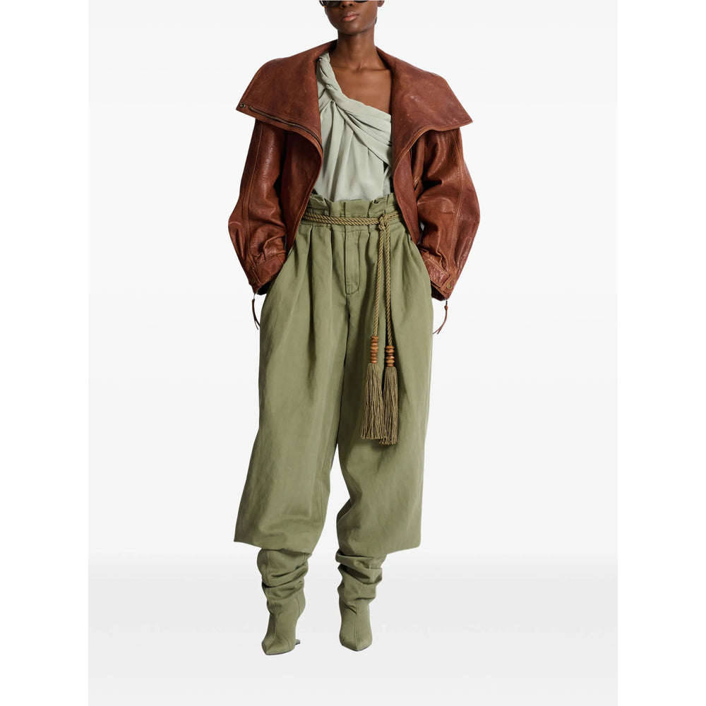 Balmain Brown Coats - Leather Coats Women BALMAIN