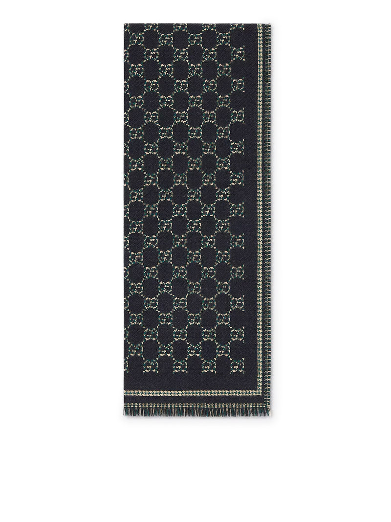Gucci Men Gg Jacquard Wool Scarf GUCCI