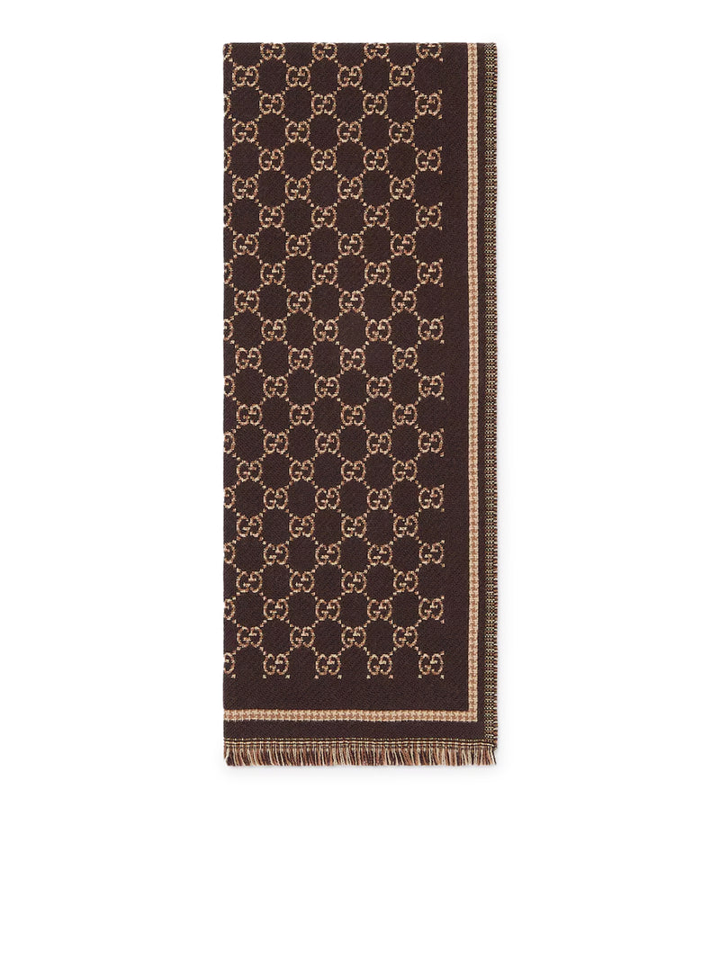 Gucci Men Gg Jacquard Wool Scarf GUCCI