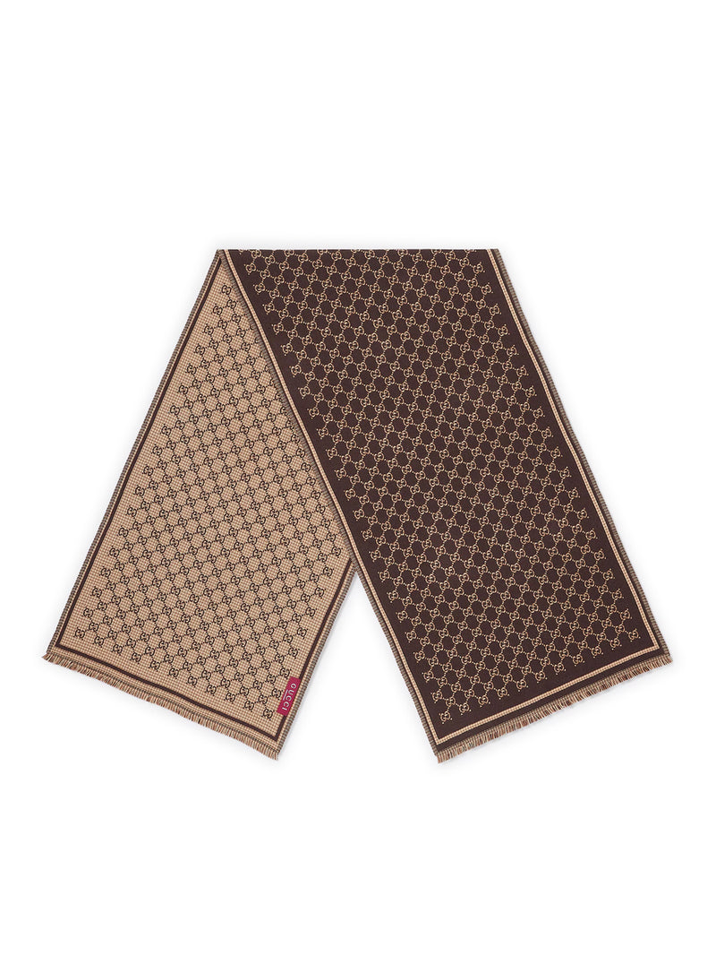 Gucci Men Gg Jacquard Wool Scarf GUCCI