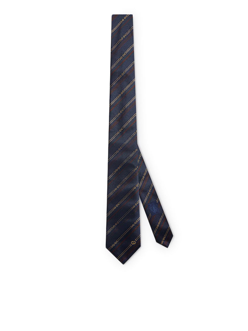 Gucci Men Silk Tie With Hook And Gg Cross GUCCI