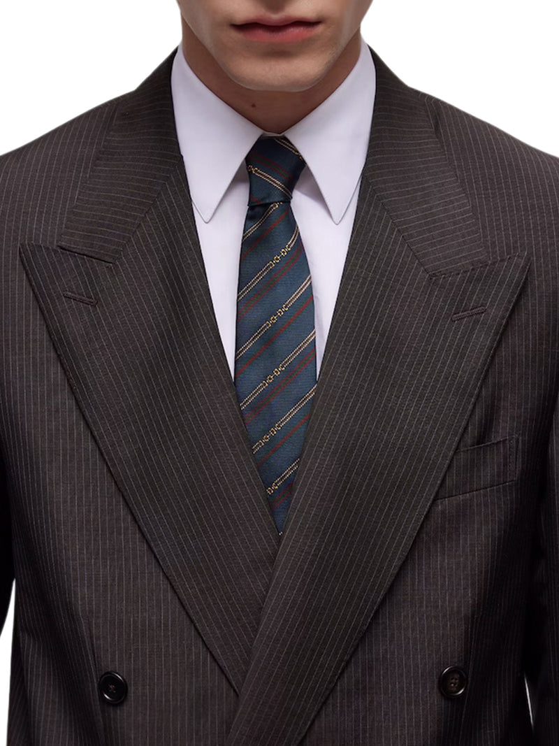 Gucci Men Silk Tie With Hook And Gg Cross GUCCI