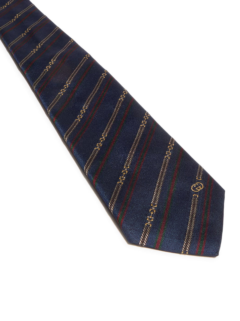 Gucci Men Silk Tie With Hook And Gg Cross GUCCI