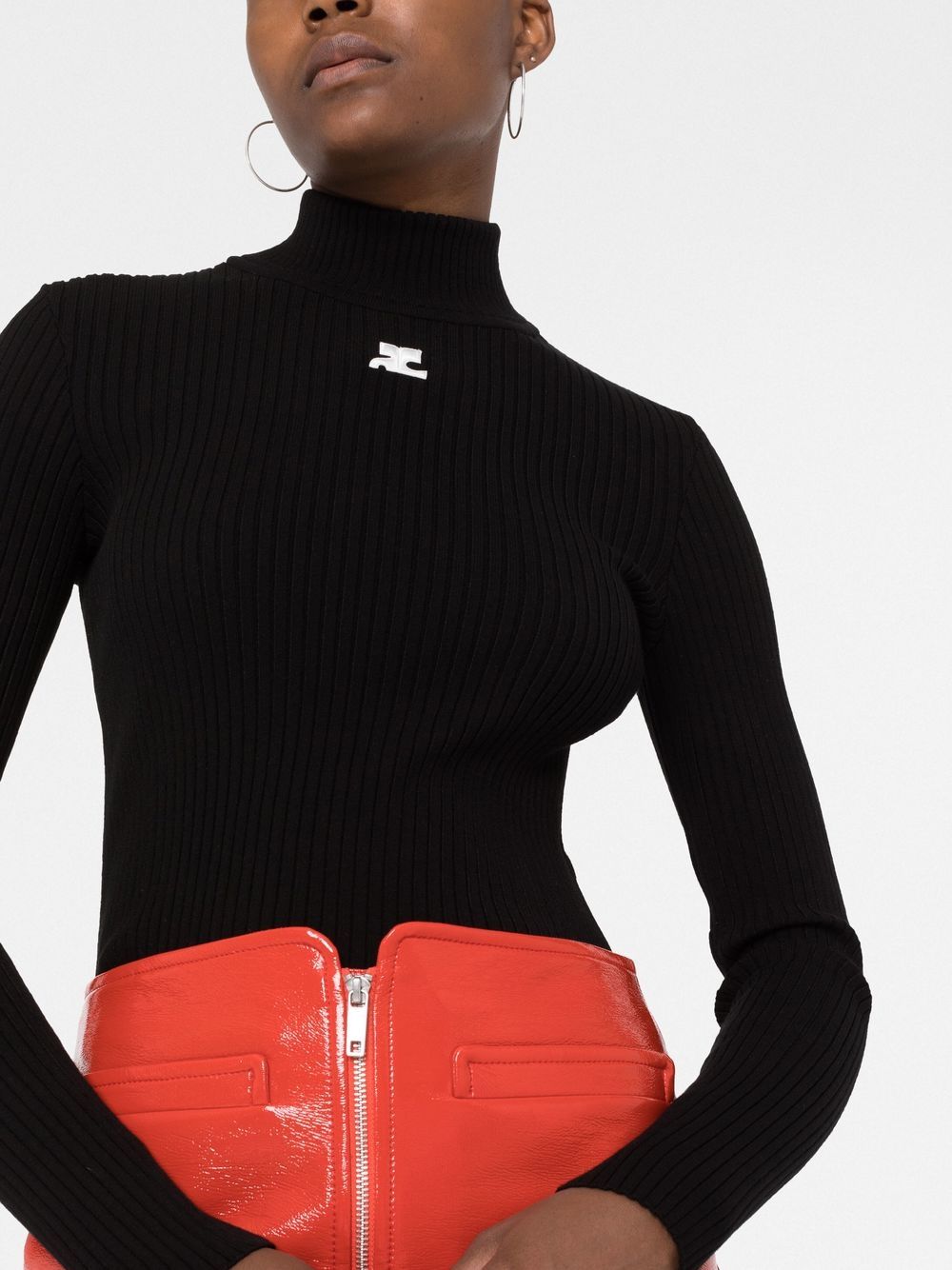 Courreges Women Re-Edition Rib Knit Mockneck Sweater COURREGES