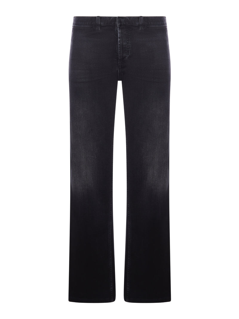 Gucci Men Cotton Denim Trousers With Web Ribbon GUCCI