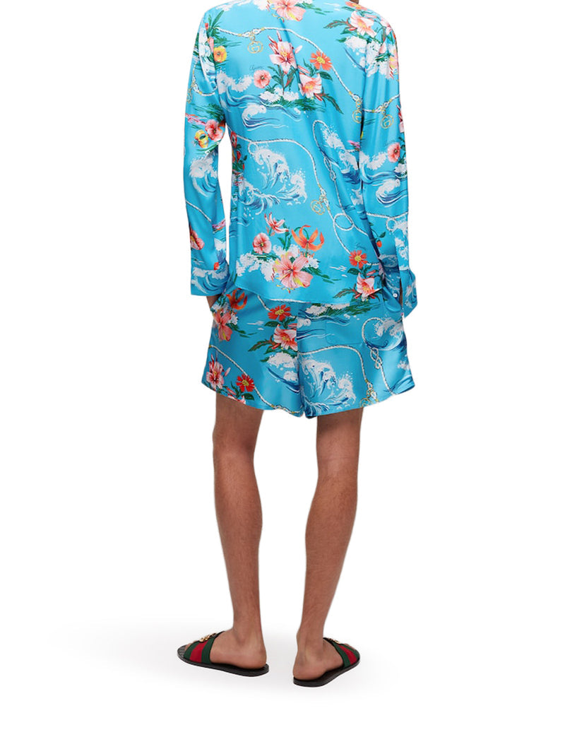 Gucci Men Printed Silk Twill Shorts GUCCI