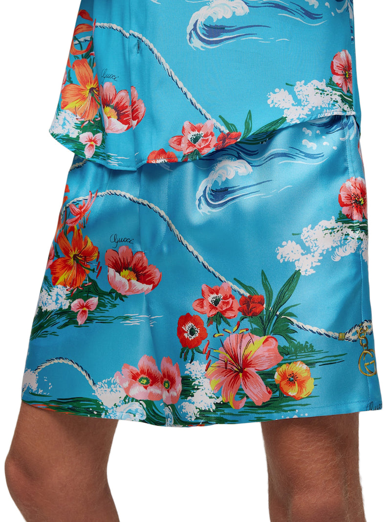 Gucci Men Printed Silk Twill Shorts GUCCI