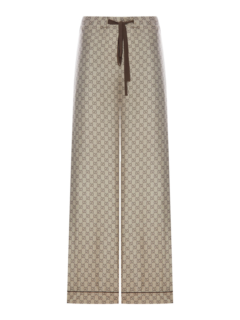 Gucci Women Printed Silk Twill Trousers GUCCI