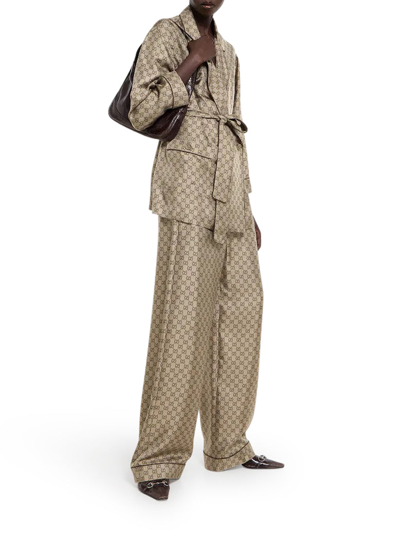 Gucci Women Printed Silk Twill Trousers GUCCI