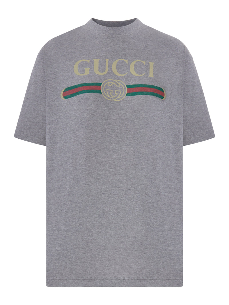Gucci Women Cotton T-Shirt With Front Logo GUCCI