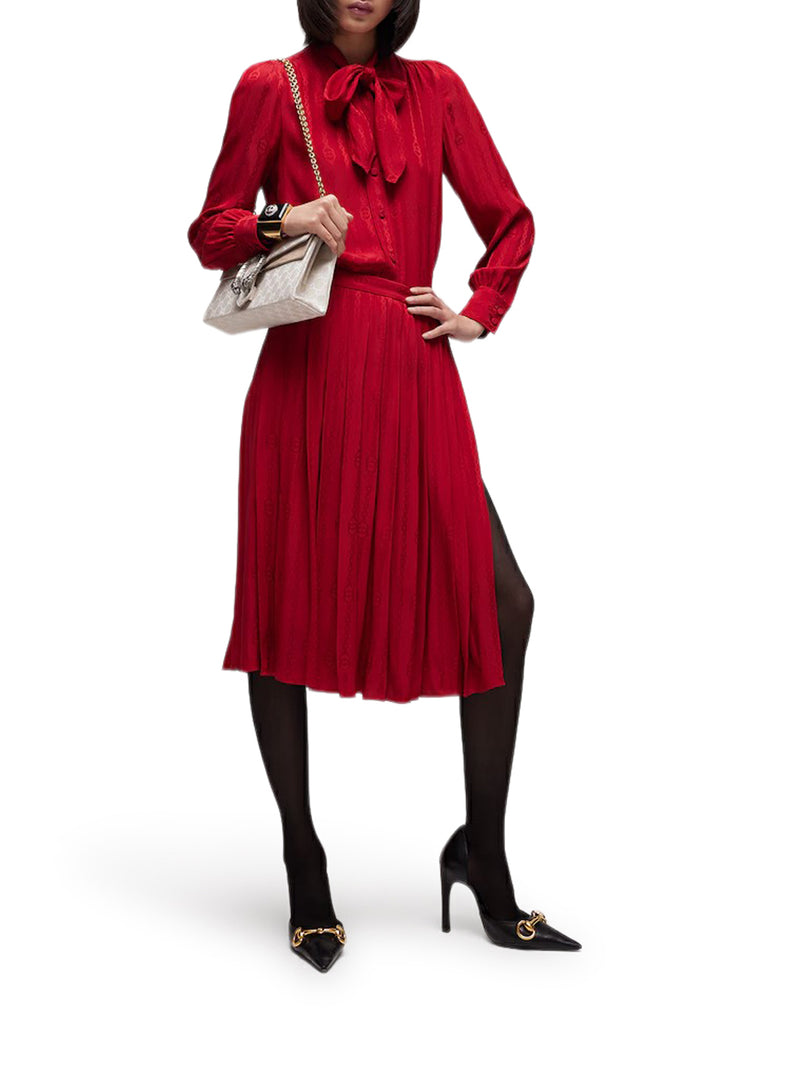 Gucci Women Jacquard Silk Shirt With Gg Cross Chain GUCCI