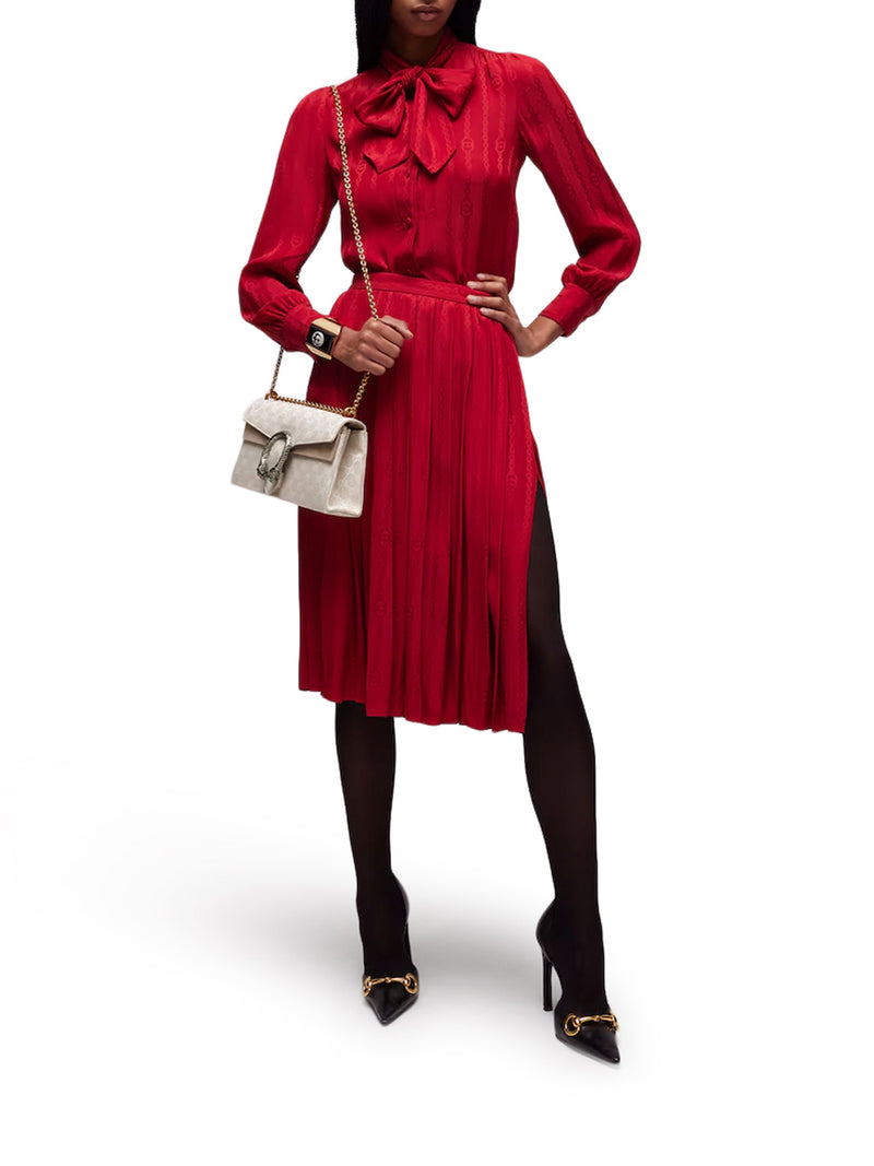 Gucci Women Jacquard Silk Midi Skirt With Gg Cross Chain GUCCI