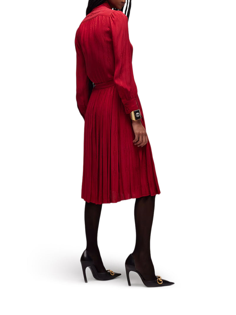 Gucci Women Jacquard Silk Midi Skirt With Gg Cross Chain GUCCI