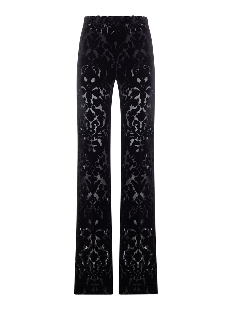 Gucci Women Floral-Print Devoré Velour Trousers GUCCI
