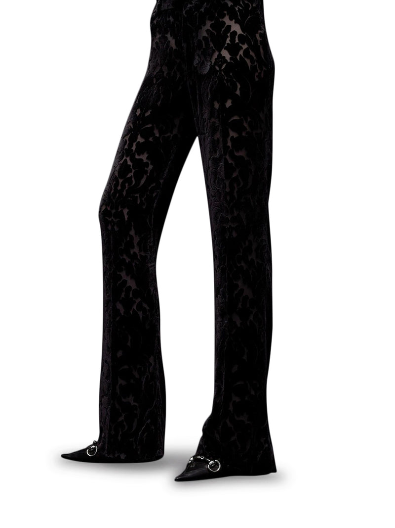 Gucci Women Floral-Print Devoré Velour Trousers GUCCI