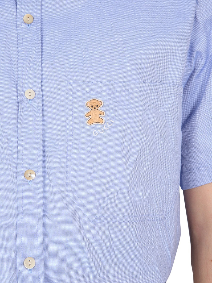 Gucci Men Shirt With Bear On Pocket GUCCI